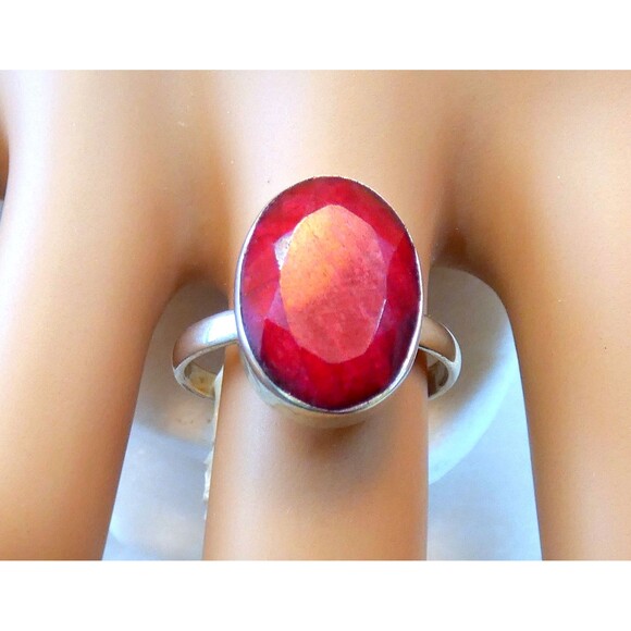 Natural Raw Red Ruby Gemstone Sterling Silver Handmade Ring Sz 7.75 - Picture 3 of 10